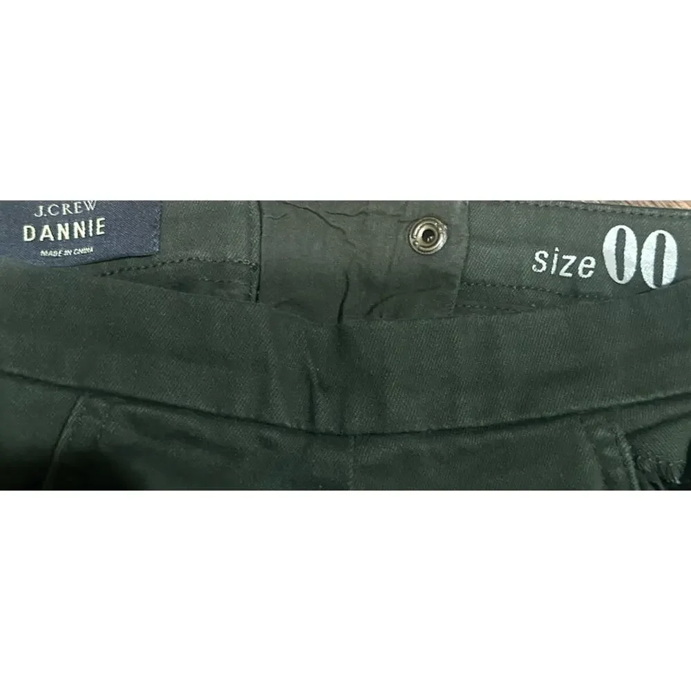 J.Crew Dannie Bi-Stretch Skinny Pants 00 Olive Green Back Zip Pixie Pant